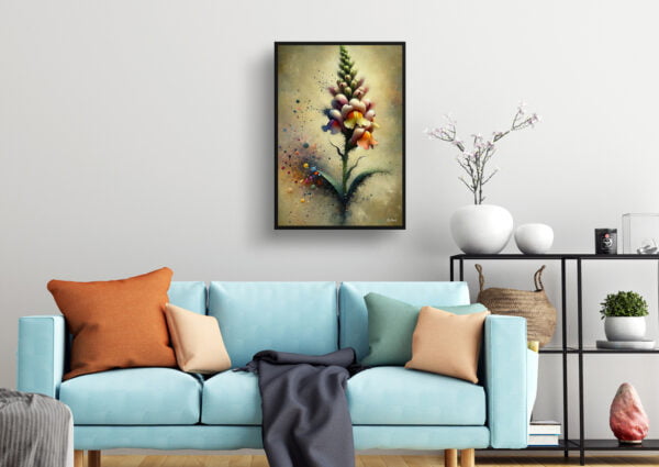 oil whimsical flowers snapdragon antirrhinum living room