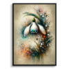 Snowdrop (Galanthus) Oil Painting Style Art Print - Whimsical Painting Framed Plant Wall Art 1 oil whimsical flowers snowdropgalanthus front view