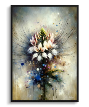 Spider flower (Cleome) Oil Painting Style Art Print - Whimsical Painting Framed Plant Wall Art