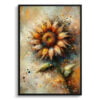 Sunflower (Helianthus annuus) Oil Painting Style Art Print - Whimsical Painting Framed Plant Wall Art 1 oil whimsical flowers sunflowerhelianthus annuus front view