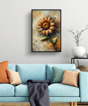 Sunflower (Helianthus annuus) Oil Painting Style Art Print - Whimsical Painting Framed Plant Wall Art 15 Sunflower (Helianthus annuus) Oil Painting Style Art Print - Whimsical Painting Framed Plant Wall Art - Image 2