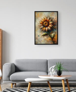 Sunflower (Helianthus annuus) Oil Painting Style Art Print - Whimsical Painting Framed Plant Wall Art 16 Sunflower (Helianthus annuus) Oil Painting Style Art Print - Whimsical Painting Framed Plant Wall Art - Image 3