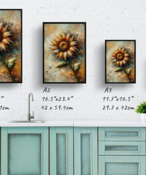 Sunflower (Helianthus annuus) Oil Painting Style Art Print - Whimsical Painting Framed Plant Wall Art 17 Sunflower (Helianthus annuus) Oil Painting Style Art Print - Whimsical Painting Framed Plant Wall Art - Image 4