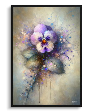 Sweet Violet (Viola odorata) Oil Painting Style Art Print - Whimsical Painting Framed Plant Wall Art