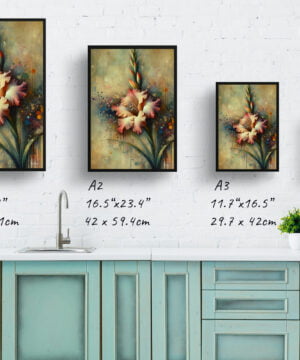 Sword lilies (Gladiolus) Oil Painting Style Art Print - Whimsical Painting Framed Plant Wall Art 17 Sword lilies (Gladiolus) Oil Painting Style Art Print - Whimsical Painting Framed Plant Wall Art - Image 4