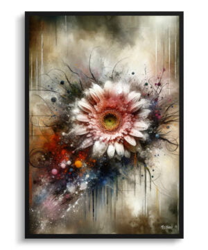 Transvaal daisy (Gerbera) Oil Painting Style Art Print - Whimsical Painting Framed Plant Wall Art