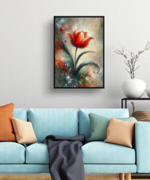 Tulip (Tulipa) Oil Painting Style Art Print - Whimsical Painting Framed Plant Wall Art 15 Tulip (Tulipa) Oil Painting Style Art Print - Whimsical Painting Framed Plant Wall Art - Image 2