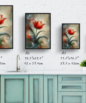 Tulip (Tulipa) Oil Painting Style Art Print - Whimsical Painting Framed Plant Wall Art 17 Tulip (Tulipa) Oil Painting Style Art Print - Whimsical Painting Framed Plant Wall Art - Image 4