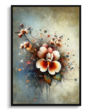 Twinspur (Diascia personata) Oil Painting Style Art Print - Whimsical Painting Framed Plant Wall Art