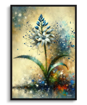 Two-leaf squill (Scilla Bifolia) Oil Painting Style Art Print - Whimsical Painting Framed Plant Wall Art