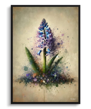 Wild Hyacinths (Camassia Leichtlinii) Oil Painting Style Art Print - Whimsical Painting Framed Plant Wall Art
