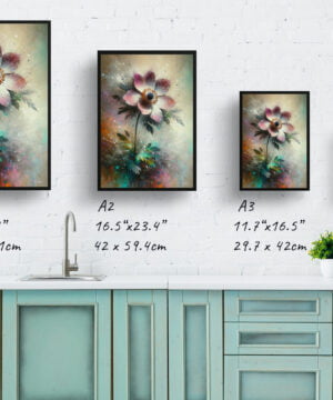 Windflower (Anemone) Oil Painting Style Art Print - Whimsical Painting Framed Plant Wall Art 17 Windflower (Anemone) Oil Painting Style Art Print - Whimsical Painting Framed Plant Wall Art - Image 4