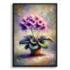 African Violet (Saintpaulia Ionantha) Oil Painting Style Art Print - Whimsical Painting Framed Plant Wall Art 1 oil whimsical home plants african violetsaintpaulia ionantha front view