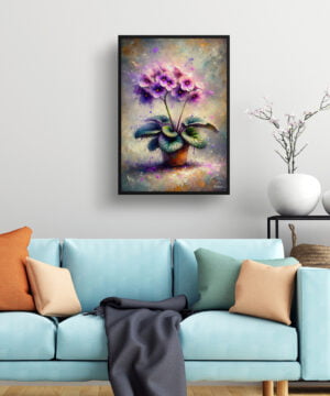 African Violet (Saintpaulia Ionantha) Oil Painting Style Art Print - Whimsical Painting Framed Plant Wall Art 15 African Violet (Saintpaulia Ionantha) Oil Painting Style Art Print - Whimsical Painting Framed Plant Wall Art - Image 2