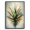 Aloe vera (Aloe barbadensis) Oil Painting Style Art Print - Whimsical Painting Framed Plant Wall Art 1 oil whimsical home plants aloe veraaloe barbadensis front view