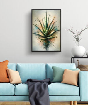 Aloe vera (Aloe barbadensis) Oil Painting Style Art Print - Whimsical Painting Framed Plant Wall Art - Image 2