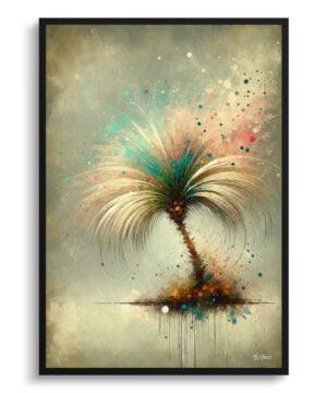 Areca Palms (Dypsis Lutescens) Oil Painting Style Art Print - Whimsical Painting Framed Plant Wall Art