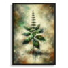 Basil (Ocimum Basilicum) Oil Painting Style Art Print - Whimsical Painting Framed Plant Wall Art 1 oil whimsical home plants basilocimum basilicum front view