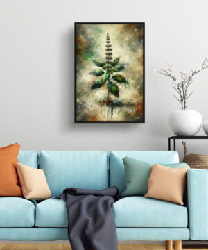 Basil (Ocimum Basilicum) Oil Painting Style Art Print - Whimsical Painting Framed Plant Wall Art 15 Basil (Ocimum Basilicum) Oil Painting Style Art Print - Whimsical Painting Framed Plant Wall Art - Image 2
