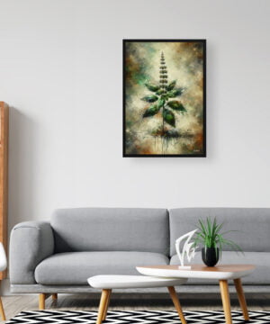 Basil (Ocimum Basilicum) Oil Painting Style Art Print - Whimsical Painting Framed Plant Wall Art 16 Basil (Ocimum Basilicum) Oil Painting Style Art Print - Whimsical Painting Framed Plant Wall Art - Image 3