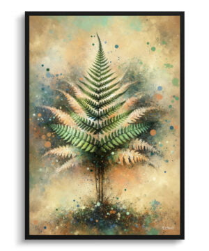 Boston Fern (Nephrolepis Exaltata) Oil Painting Style Art Print - Whimsical Painting Framed Plant Wall Art