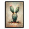 Bunny Ears Cactus (Opuntia microdasys) Oil Painting Style Art Print - Whimsical Painting Framed Plant Wall Art 2 oil whimsical home plants bunny ears cactusopuntia microdasys front view