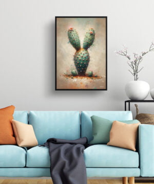 Bunny Ears Cactus (Opuntia microdasys) Oil Painting Style Art Print - Whimsical Painting Framed Plant Wall Art 15 Bunny Ears Cactus (Opuntia microdasys) Oil Painting Style Art Print - Whimsical Painting Framed Plant Wall Art - Image 2