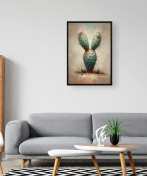 Bunny Ears Cactus (Opuntia microdasys) Oil Painting Style Art Print - Whimsical Painting Framed Plant Wall Art 16 Bunny Ears Cactus (Opuntia microdasys) Oil Painting Style Art Print - Whimsical Painting Framed Plant Wall Art - Image 3