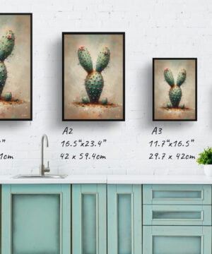 Bunny Ears Cactus (Opuntia microdasys) Oil Painting Style Art Print - Whimsical Painting Framed Plant Wall Art 17 Bunny Ears Cactus (Opuntia microdasys) Oil Painting Style Art Print - Whimsical Painting Framed Plant Wall Art - Image 4
