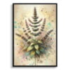 Catnip (Nepeta cataria) Oil Painting Style Art Print - Whimsical Painting Framed Plant Wall Art 2 oil whimsical home plants catnipnepeta cataria front view