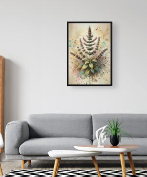 Catnip (Nepeta cataria) Oil Painting Style Art Print - Whimsical Painting Framed Plant Wall Art 16 oil whimsical home plants catnipnepeta cataria office