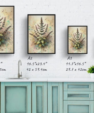 Catnip (Nepeta cataria) Oil Painting Style Art Print - Whimsical Painting Framed Plant Wall Art 17 oil whimsical home plants catnipnepeta cataria print size comparison