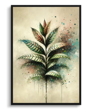 Chinese Evergreen (Aglaonema Commutatum) Oil Painting Style Art Print - Whimsical Painting Framed Plant Wall Art