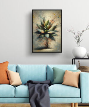 Croton (Codiaeum Variegatum) Oil Painting Style Art Print - Whimsical Painting Framed Plant Wall Art 15 oil whimsical home plants crotoncodiaeum variegatum living room