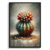 Dwarf Turks Cap Cactus (Melocactus matanzanus) Oil Painting Style Art Print - Whimsical Painting Framed Plant Wall Art 1 oil whimsical home plants dwarf turks cap cactusmelocactus matanzanus front view