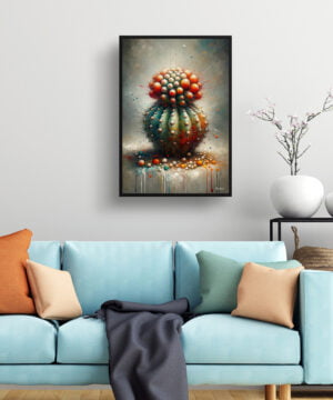 Dwarf Turks Cap Cactus (Melocactus matanzanus) Oil Painting Style Art Print - Whimsical Painting Framed Plant Wall Art 15 Dwarf Turks Cap Cactus (Melocactus matanzanus) Oil Painting Style Art Print - Whimsical Painting Framed Plant Wall Art - Image 2