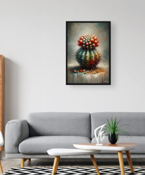 Dwarf Turks Cap Cactus (Melocactus matanzanus) Oil Painting Style Art Print - Whimsical Painting Framed Plant Wall Art 16 Dwarf Turks Cap Cactus (Melocactus matanzanus) Oil Painting Style Art Print - Whimsical Painting Framed Plant Wall Art - Image 3