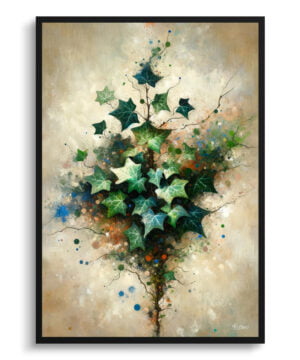 English Ivy (Hedera helix) Oil Painting Style Art Print - Whimsical Painting Framed Plant Wall Art