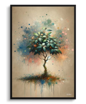 Ficus Audrey (Ficus benghalensis) Oil Painting Style Art Print - Whimsical Painting Framed Plant Wall Art