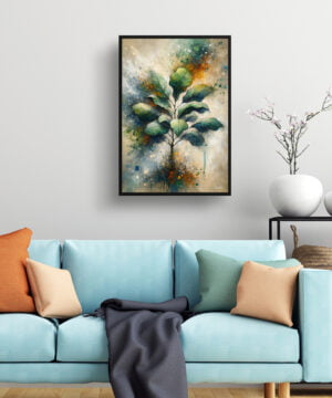 Fiddle Leaf Fig (Ficus Lyrata) Oil Painting Style Art Print - Whimsical Painting Framed Plant Wall Art - Image 2