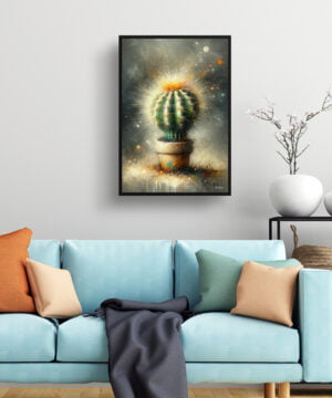 Golden Barrel Cactus (Echinocactus grusonii) Oil Painting Style Art Print - Whimsical Painting Framed Plant Wall Art 15 Golden Barrel Cactus (Echinocactus grusonii) Oil Painting Style Art Print - Whimsical Painting Framed Plant Wall Art - Image 2