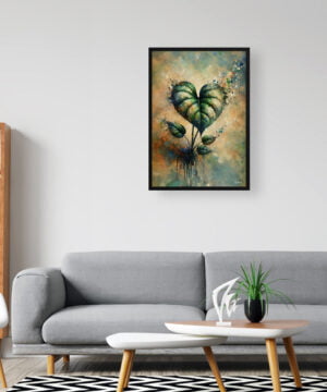 Heartleaf Philodendron (Philodendron Hederaceum) Oil Painting Style Art Print - Whimsical Painting Framed Plant Wall Art 16 Heartleaf Philodendron (Philodendron Hederaceum) Oil Painting Style Art Print - Whimsical Painting Framed Plant Wall Art - Image 3
