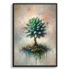 Jade Plant (Crassula Ovata) Oil Painting Style Art Print - Whimsical Painting Framed Plant Wall Art 2 oil whimsical home plants jade plantcrassula ovata front view