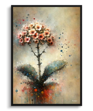 Kalanchoe Oil Painting Style Art Print - Whimsical Painting Framed Plant Wall Art