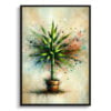 Lucky Bamboo (Dracaena Sanderiana) Oil Painting Style Art Print - Whimsical Painting Framed Plant Wall Art 1 oil whimsical home plants lucky bamboodracaena sanderiana front view