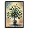 Mistletoe Cactus (Rhipsalis baccifera) Oil Painting Style Art Print - Whimsical Painting Framed Plant Wall Art 2 oil whimsical home plants mistletoe cactusrhipsalis baccifera front view