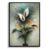 Peace Lily (Spathiphyllum wallisii) Oil Painting Style Art Print - Whimsical Painting Framed Plant Wall Art 2 oil whimsical home plants peace lilyspathiphyllum wallisii front view