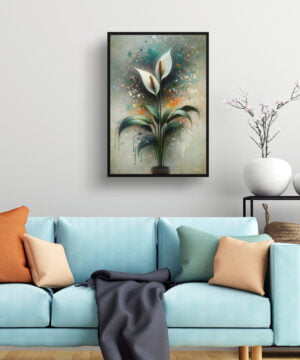 Peace Lily (Spathiphyllum wallisii) Oil Painting Style Art Print - Whimsical Painting Framed Plant Wall Art 15 Peace Lily (Spathiphyllum wallisii) Oil Painting Style Art Print - Whimsical Painting Framed Plant Wall Art - Image 2