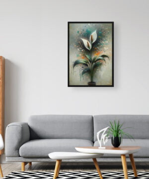 Peace Lily (Spathiphyllum wallisii) Oil Painting Style Art Print - Whimsical Painting Framed Plant Wall Art 16 Peace Lily (Spathiphyllum wallisii) Oil Painting Style Art Print - Whimsical Painting Framed Plant Wall Art - Image 3