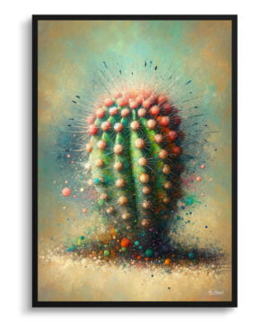 Peanut Cactus (Echinopsis chamaecereus) Oil Painting Style Art Print - Whimsical Painting Framed Plant Wall Art